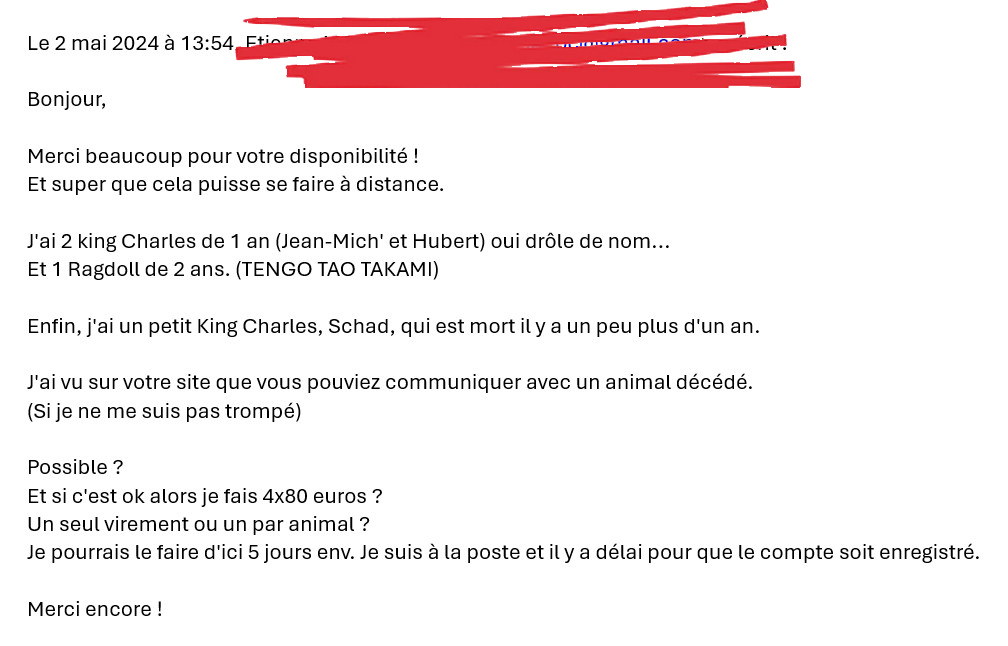 Ma réponse - communiquer avec un animal décédé ?