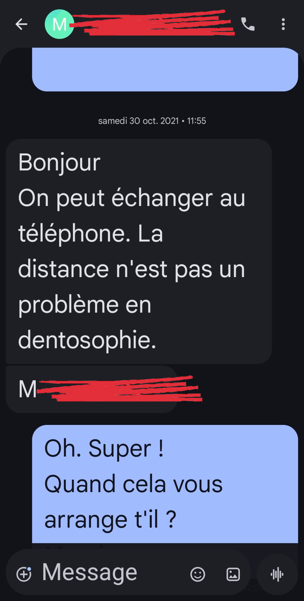 SMS - La distance n'est pas un problème en dentosophie